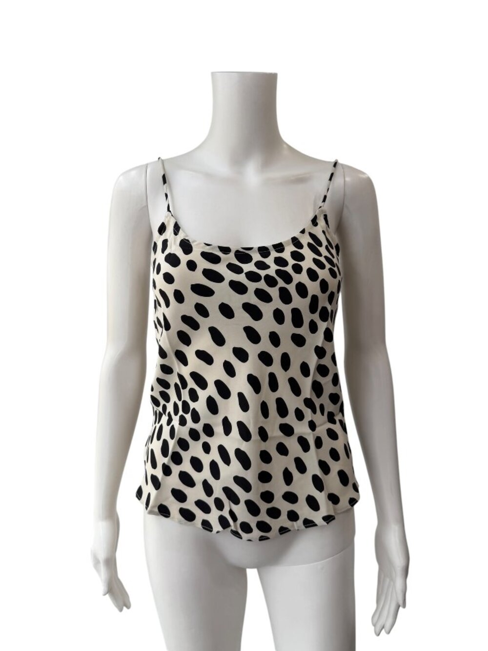 $145 AYR Ivory Black Polka Hot Dot Camisole Silk Tank Top size XS
